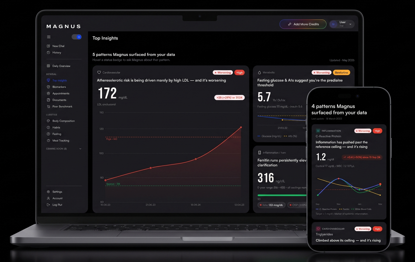 Magnus Top Insights on laptop and phone